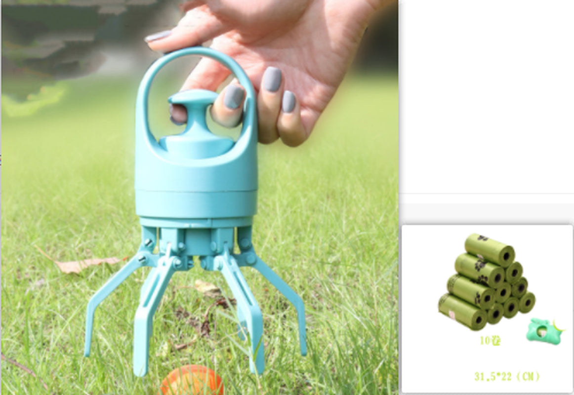 Portable Lightweight Dog Pooper Scooper with Built-In Poop Bag Dispenser Eight-Claw Shovel for Pet Toilet Picker Pet Products